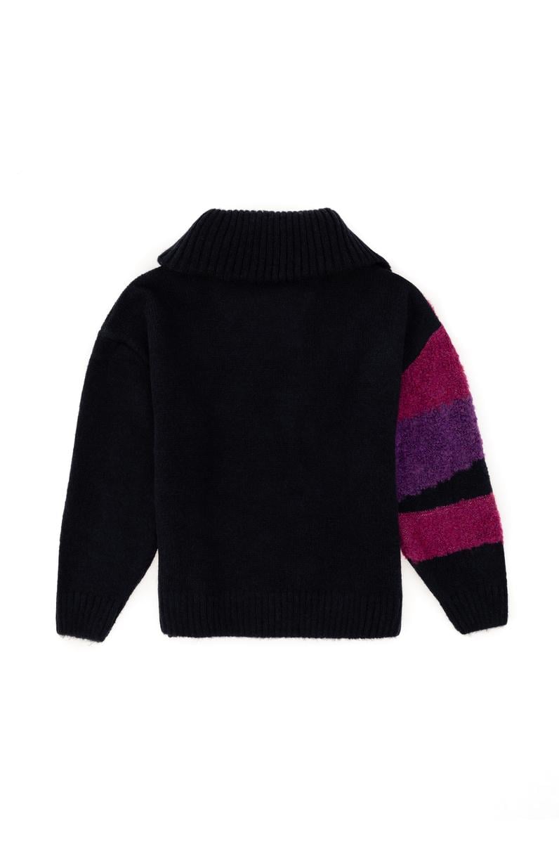 Kız Çocuk Lacivert Fermuarlı Kazak