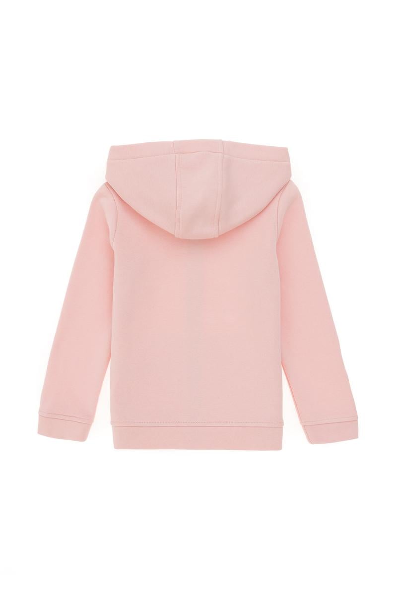 Kız Çocuk Toz Pembe Fermuarlı Basic Sweatshirt