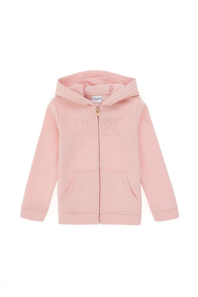 Kız Çocuk Toz Pembe Fermuarlı Basic Sweatshirt
