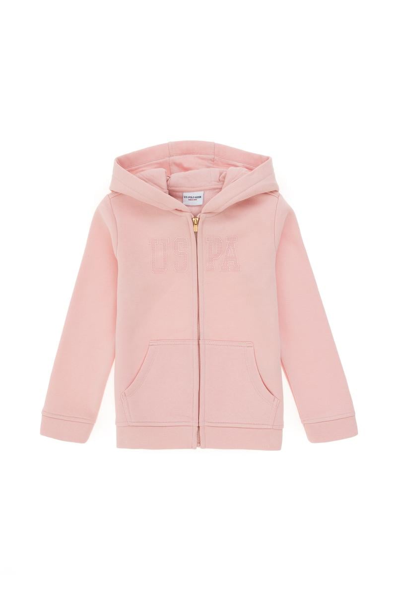 Kız Çocuk Toz Pembe Fermuarlı Basic Sweatshirt