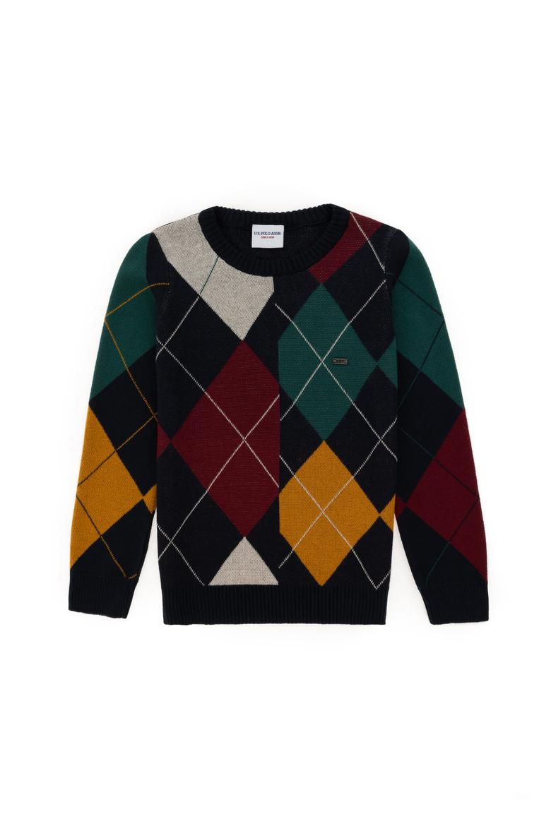 Erkek Çocuk Lacivert Bisiklet Yaka Kazak