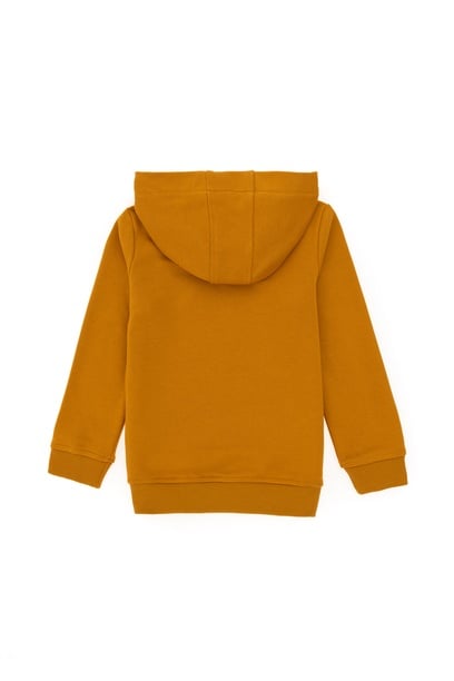 Erkek Çocuk Hardal Basic Kapüşonlu Sweatshirt