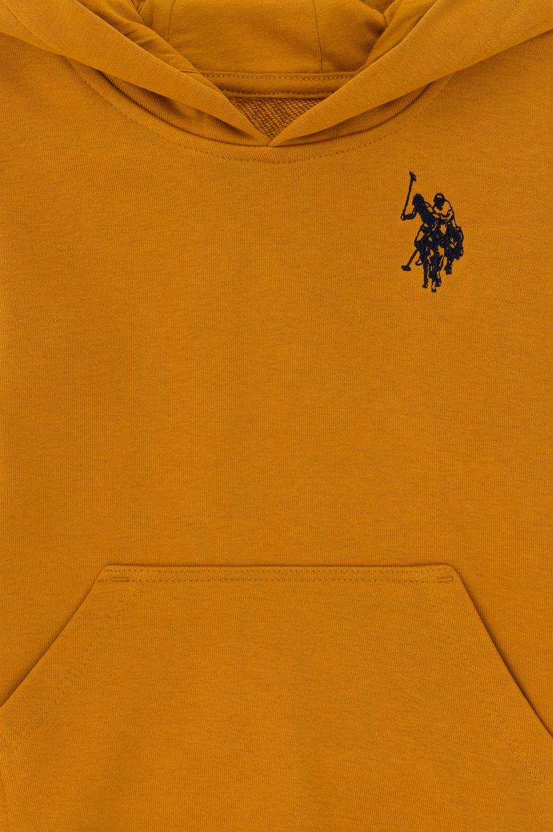 Erkek Çocuk Hardal Basic Kapüşonlu Sweatshirt