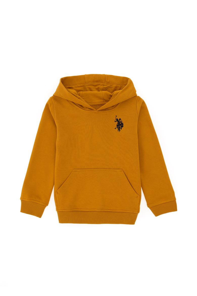 Erkek Çocuk Hardal Basic Kapüşonlu Sweatshirt