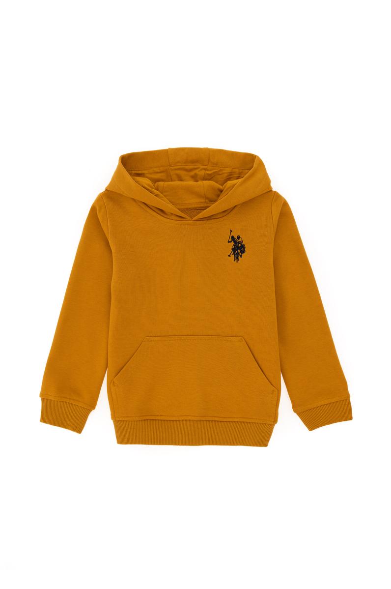 Erkek Çocuk Hardal Basic Kapüşonlu Sweatshirt