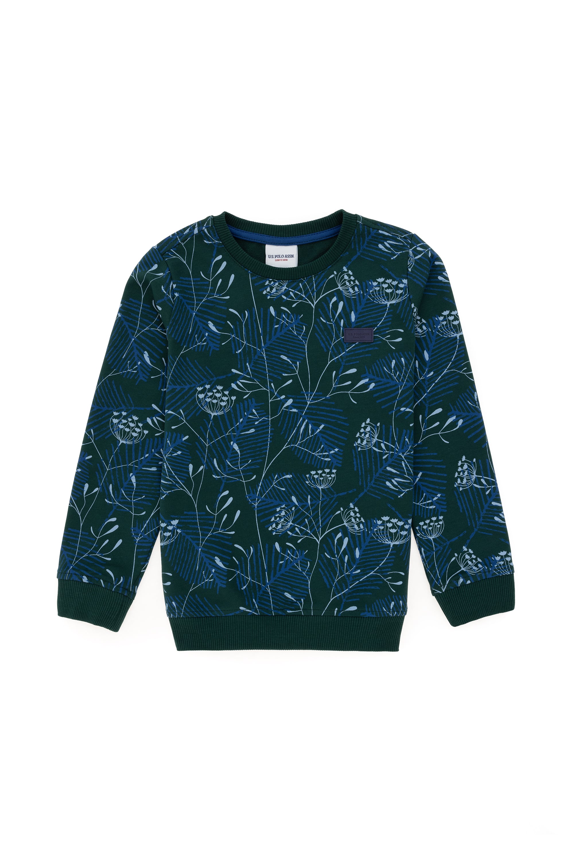 Erkek Çocuk Koyu Yeşil Bisiklet Yaka Sweatshirt