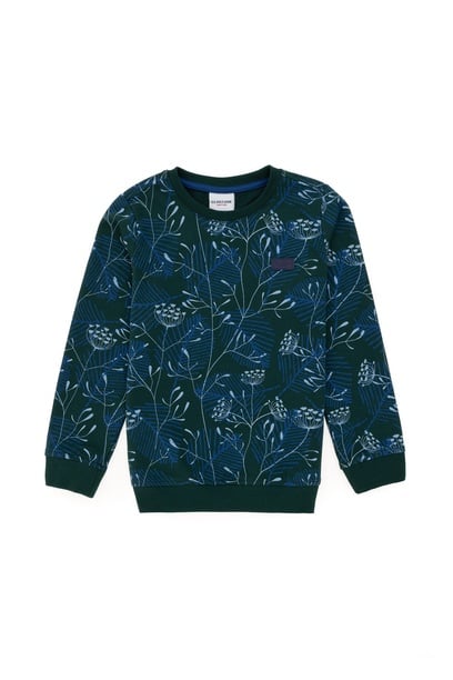 Erkek Çocuk Koyu Yeşil Bisiklet Yaka Sweatshirt