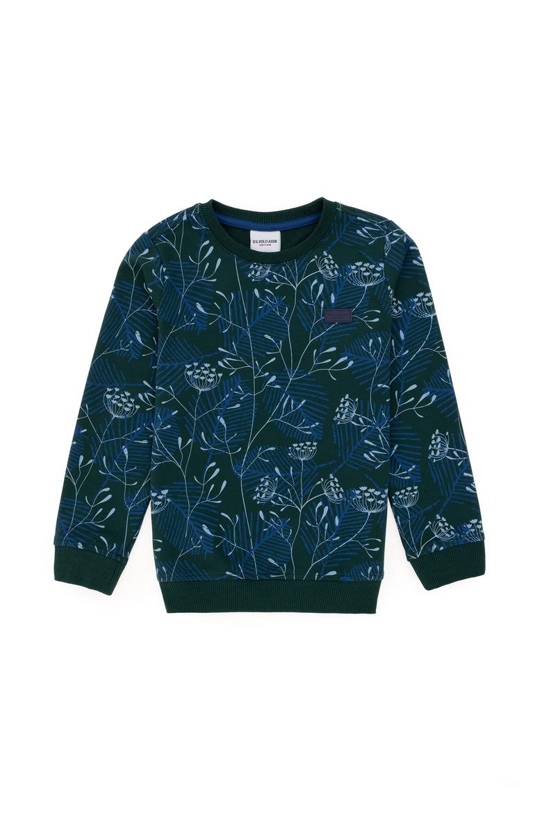 Erkek Çocuk Koyu Yeşil Bisiklet Yaka Sweatshirt