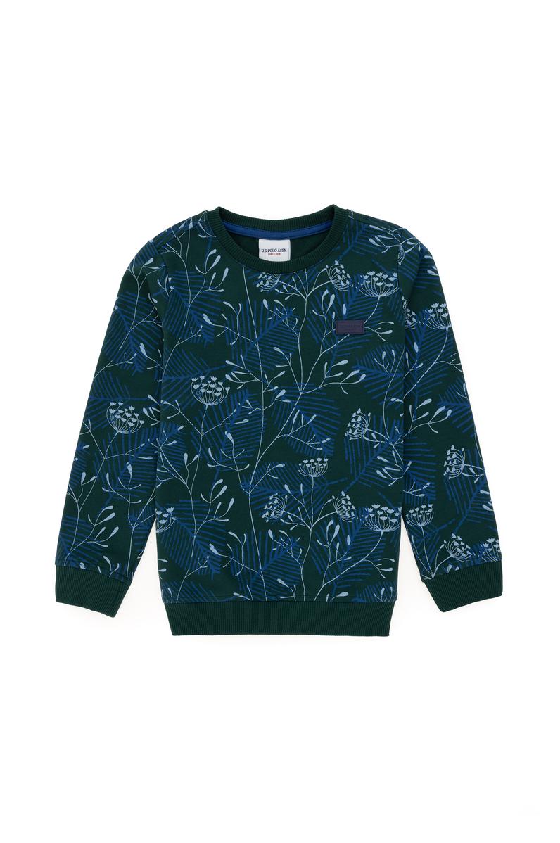 Erkek Çocuk Koyu Yeşil Bisiklet Yaka Sweatshirt