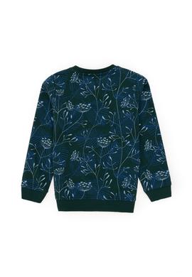 Erkek Çocuk Koyu Yeşil Bisiklet Yaka Sweatshirt - 50290636018