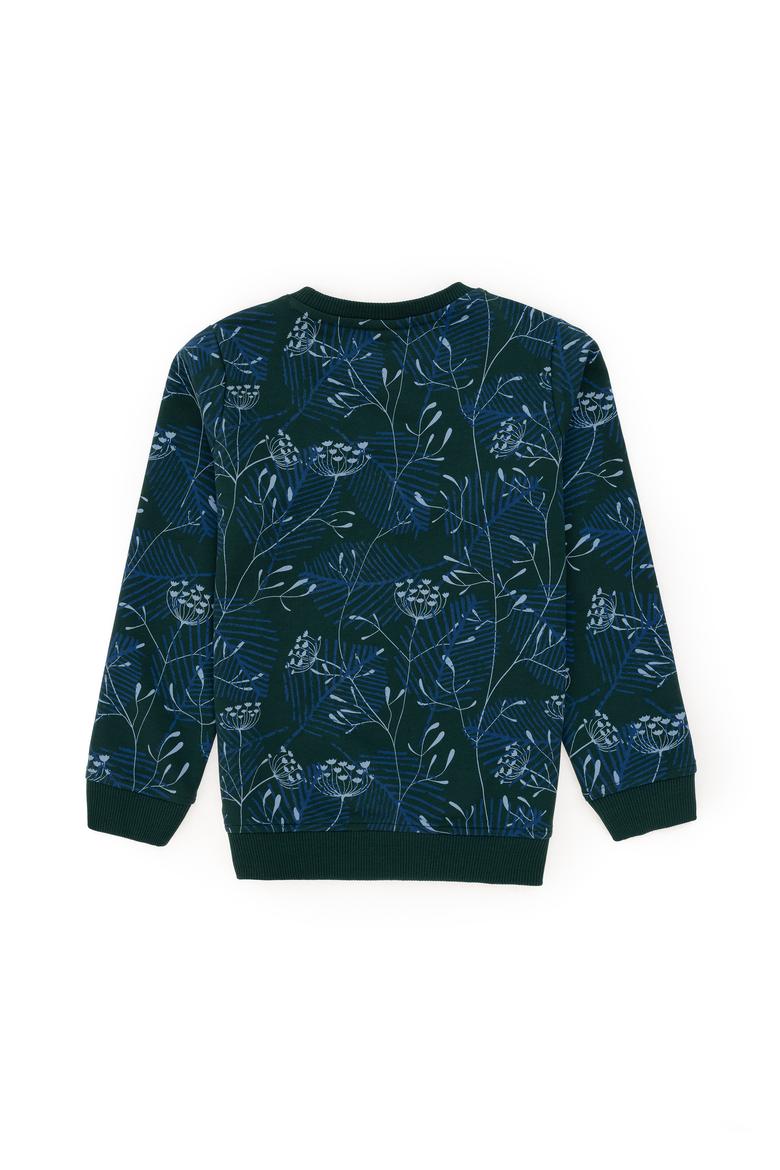 Erkek Çocuk Koyu Yeşil Bisiklet Yaka Sweatshirt - 50290636018