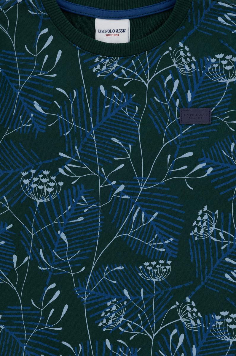 Erkek Çocuk Koyu Yeşil Bisiklet Yaka Sweatshirt