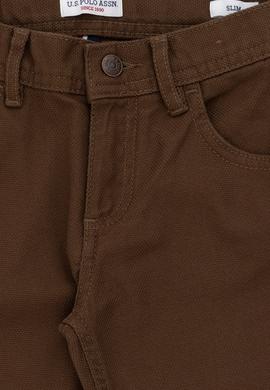 Erkek Çocuk Kahverengi Kanvas Slim Fit Pantolon - 50293975068