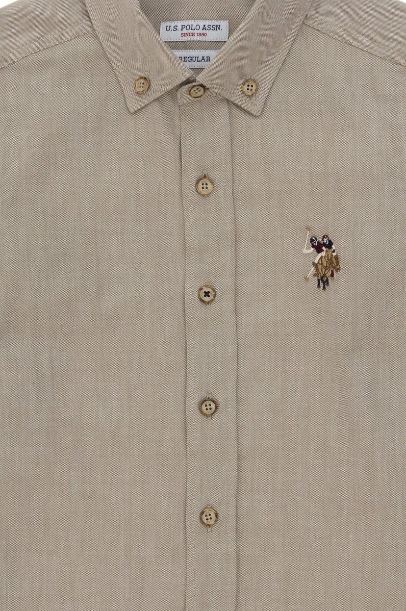 Erkek Çocuk Haki Uzun Kollu Basic Gömlek