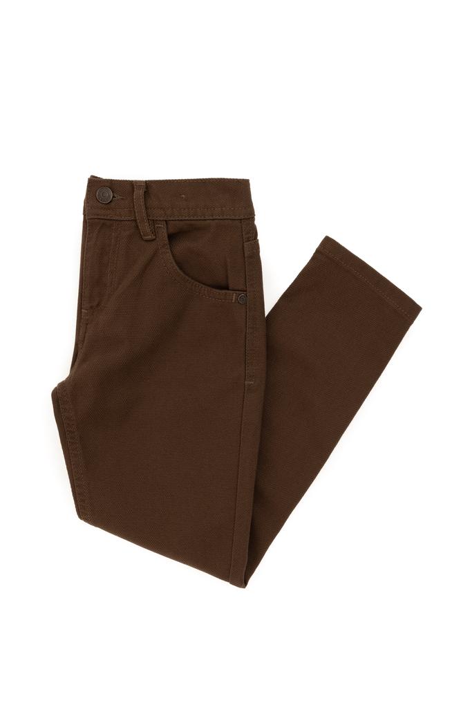 Erkek Çocuk Kahverengi Kanvas Slim Fit Pantolon