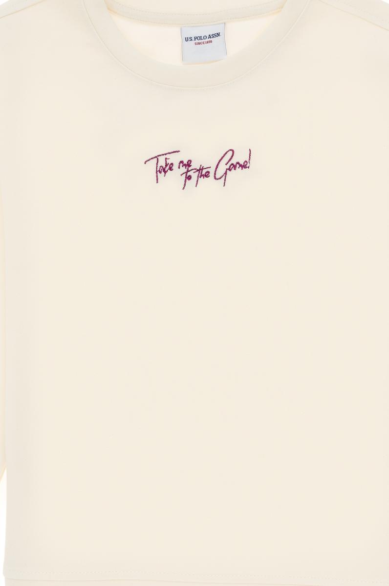 Kız Çocuk Krem Bisiklet Yaka Sweatshirt