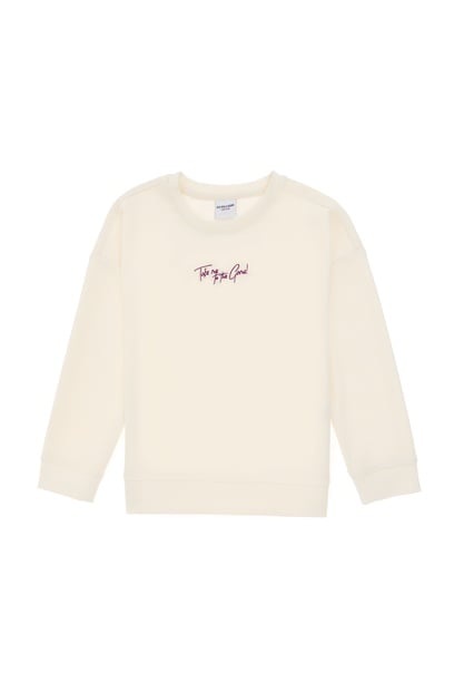 Kız Çocuk Krem Bisiklet Yaka Sweatshirt