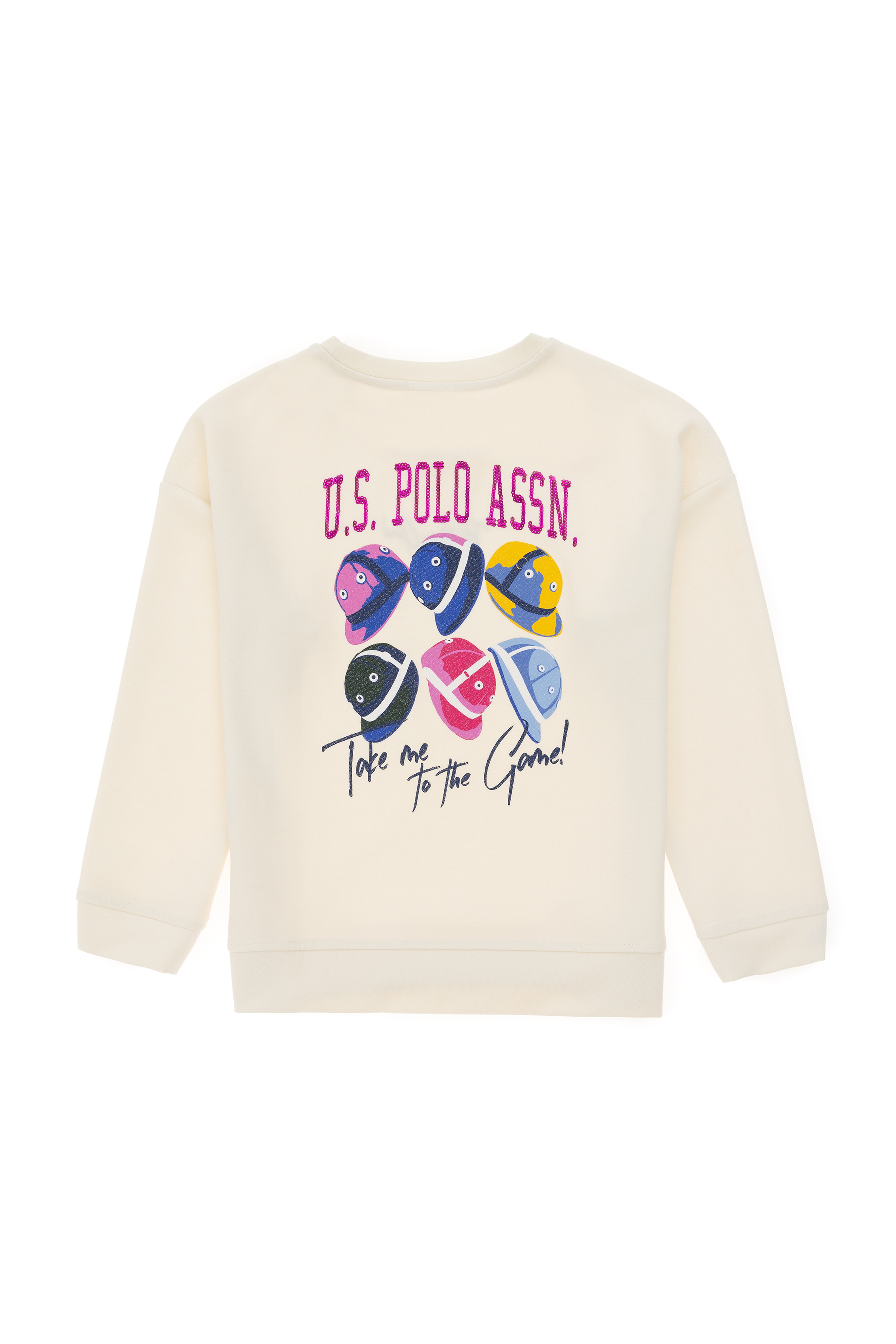 Kız Çocuk Krem Bisiklet Yaka Sweatshirt