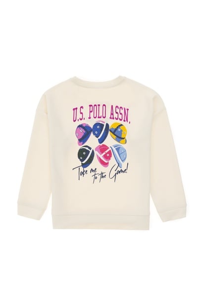 Kız Çocuk Krem Bisiklet Yaka Sweatshirt