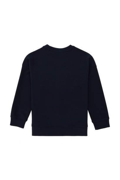 Kız Çocuk Lacivert Bisiklet Yaka Sweatshirt