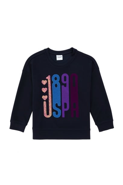 Kız Çocuk Lacivert Bisiklet Yaka Sweatshirt