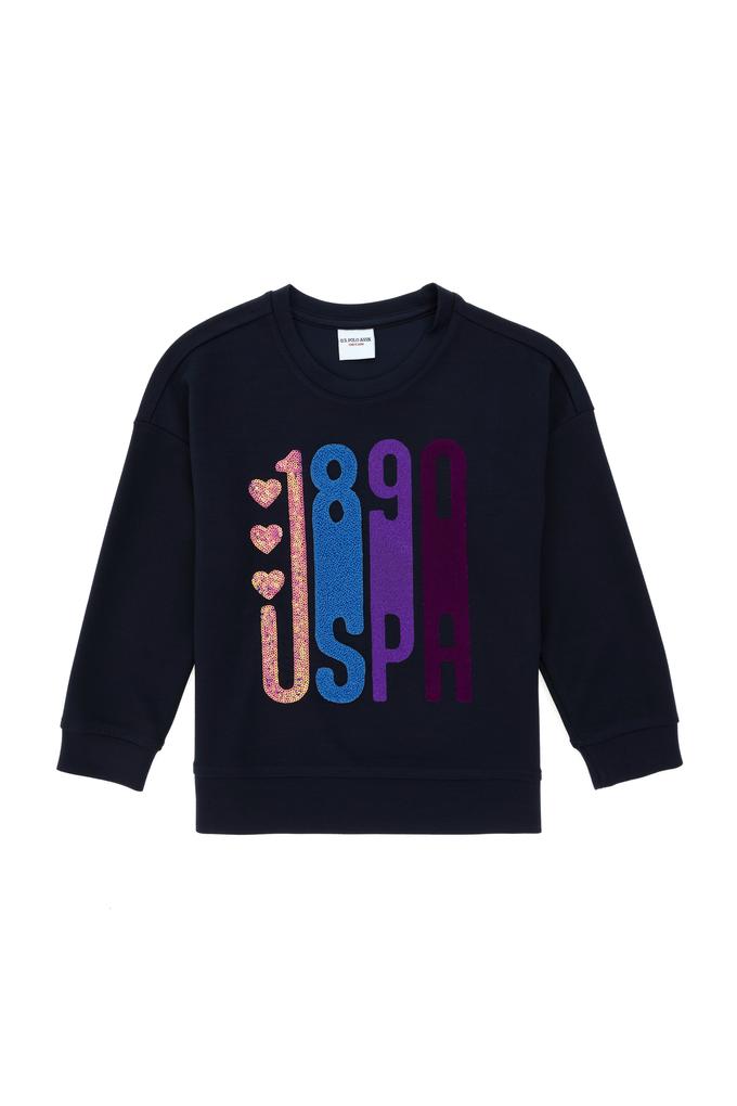 Kız Çocuk Lacivert Bisiklet Yaka Sweatshirt