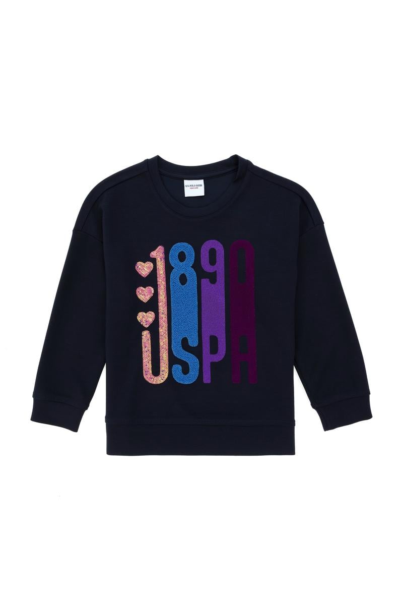 Kız Çocuk Lacivert Bisiklet Yaka Sweatshirt