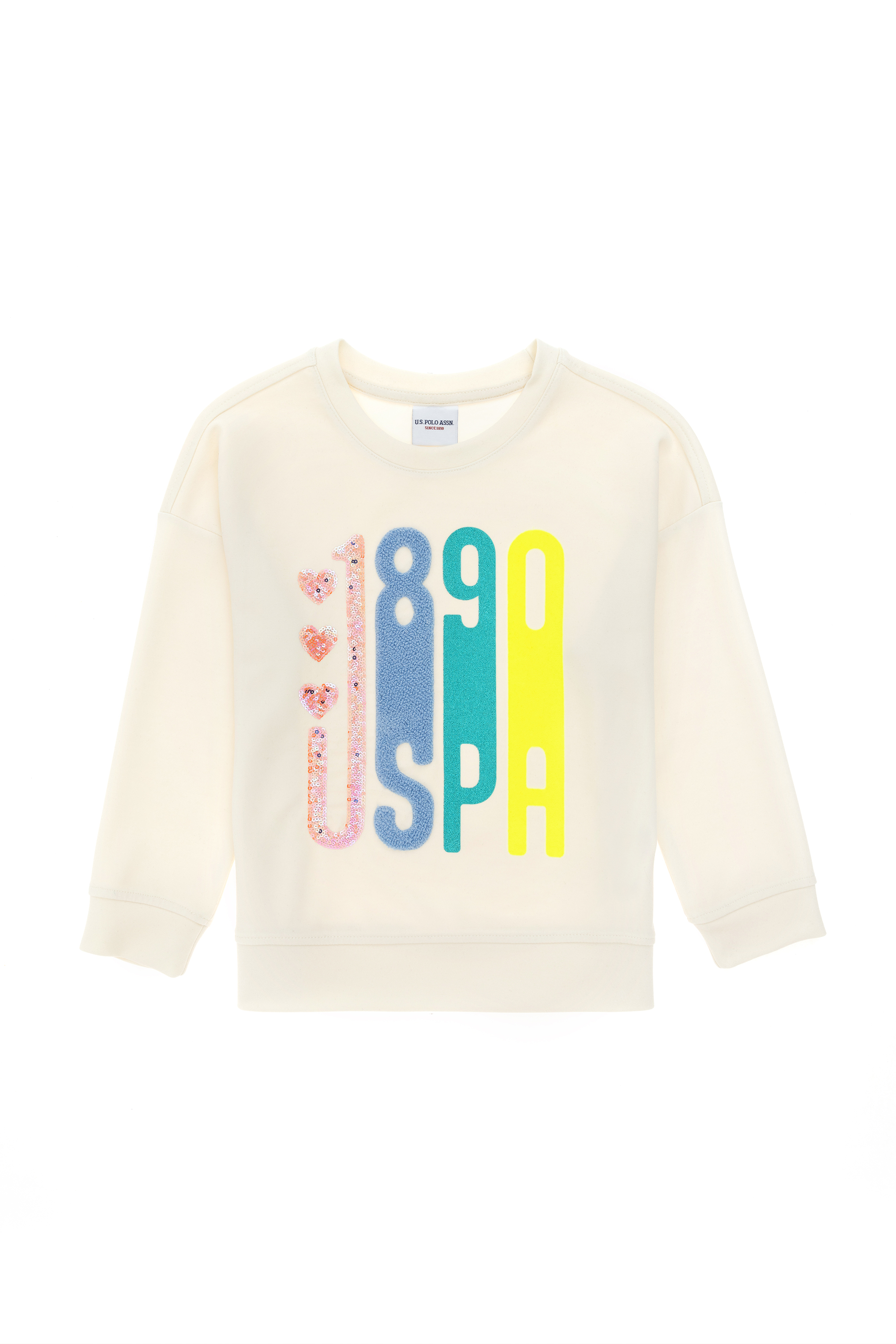 Kız Çocuk Krem Bisiklet Yaka Sweatshirt - Image 2