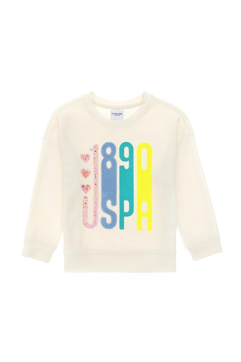 Kız Çocuk Krem Bisiklet Yaka Sweatshirt