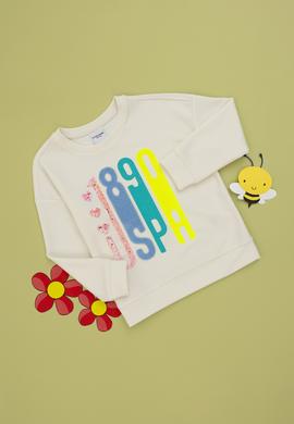 Kız Çocuk Krem Bisiklet Yaka Sweatshirt - 50290709013