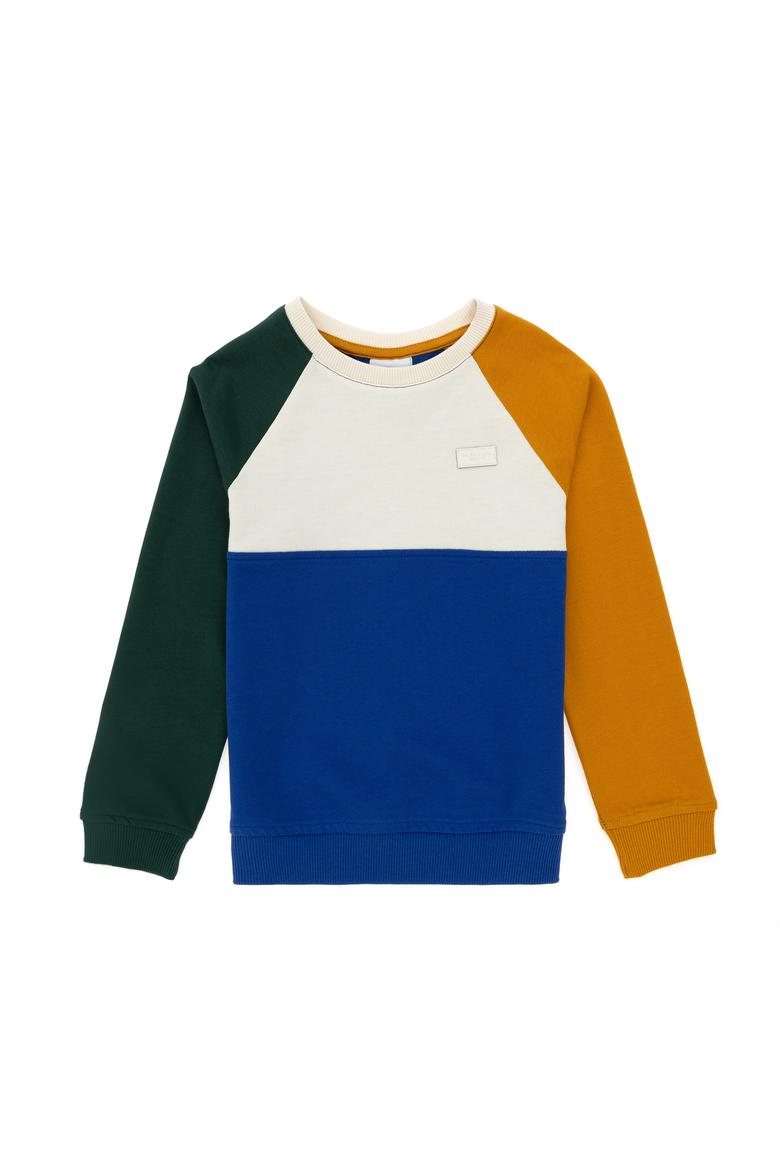 Erkek Çocuk Saks Bisiklet Yaka Sweatshirt