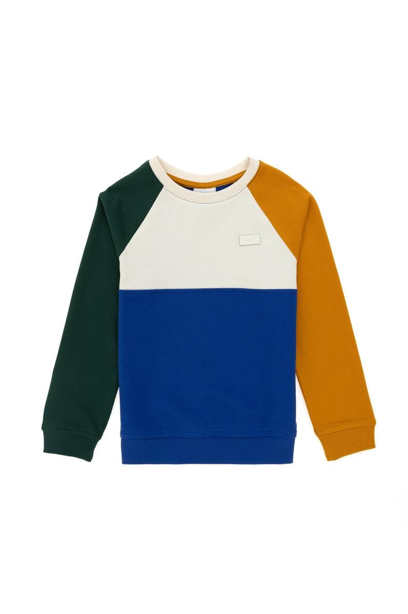 Erkek Çocuk Saks Bisiklet Yaka Sweatshirt