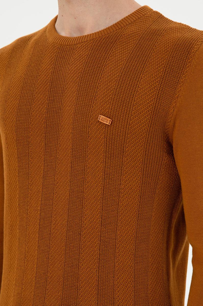 Erkek Slim Fit Bisiklet Yaka Coconut Kazak