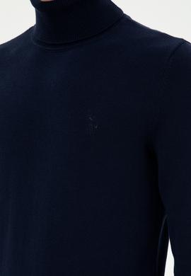 Erkek Slim Fit Boğazlı Yaka Lacivert Basic Kazak - 50294781064