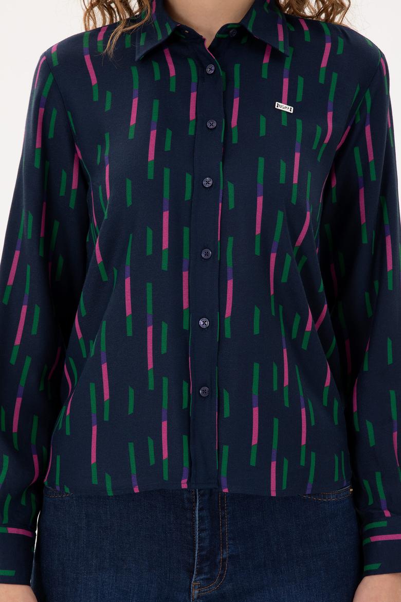 Kadın Lacivert Uzun Kollu Gömlek - 50291103012