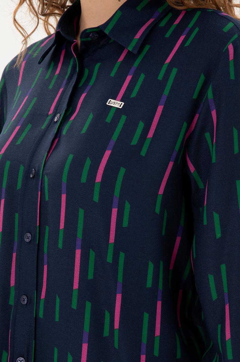 Kadın Lacivert Uzun Kollu Gömlek