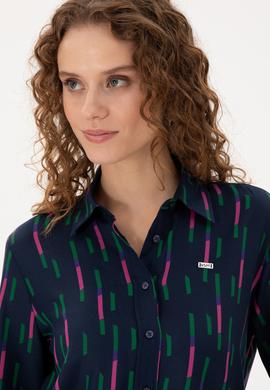 Kadın Lacivert Uzun Kollu Gömlek - 50291103012