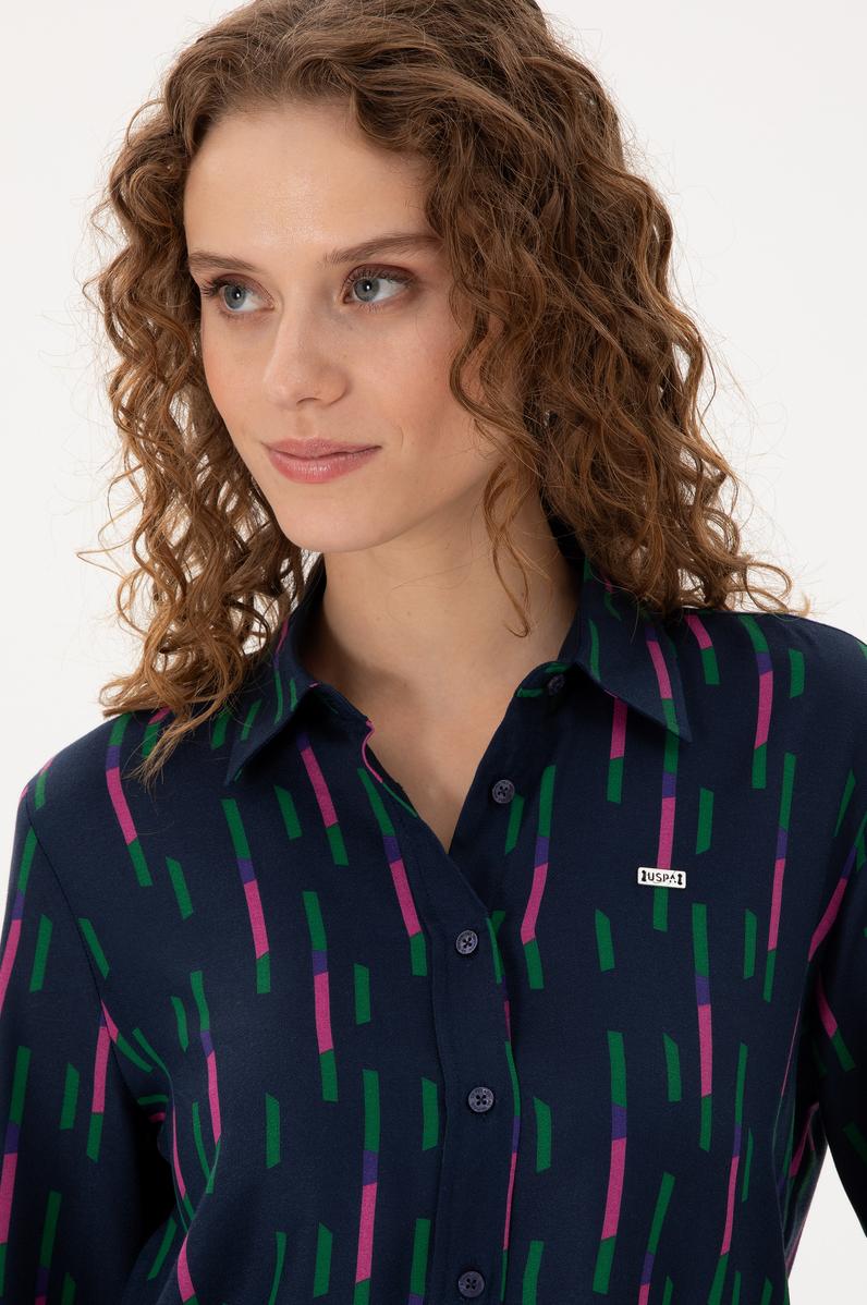 Kadın Lacivert Uzun Kollu Gömlek