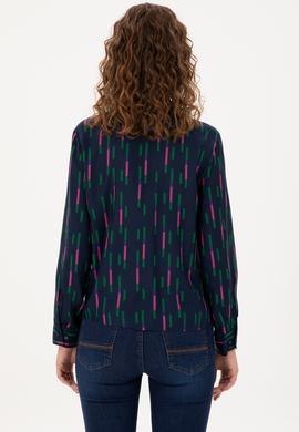 Kadın Lacivert Uzun Kollu Gömlek - 50291103012