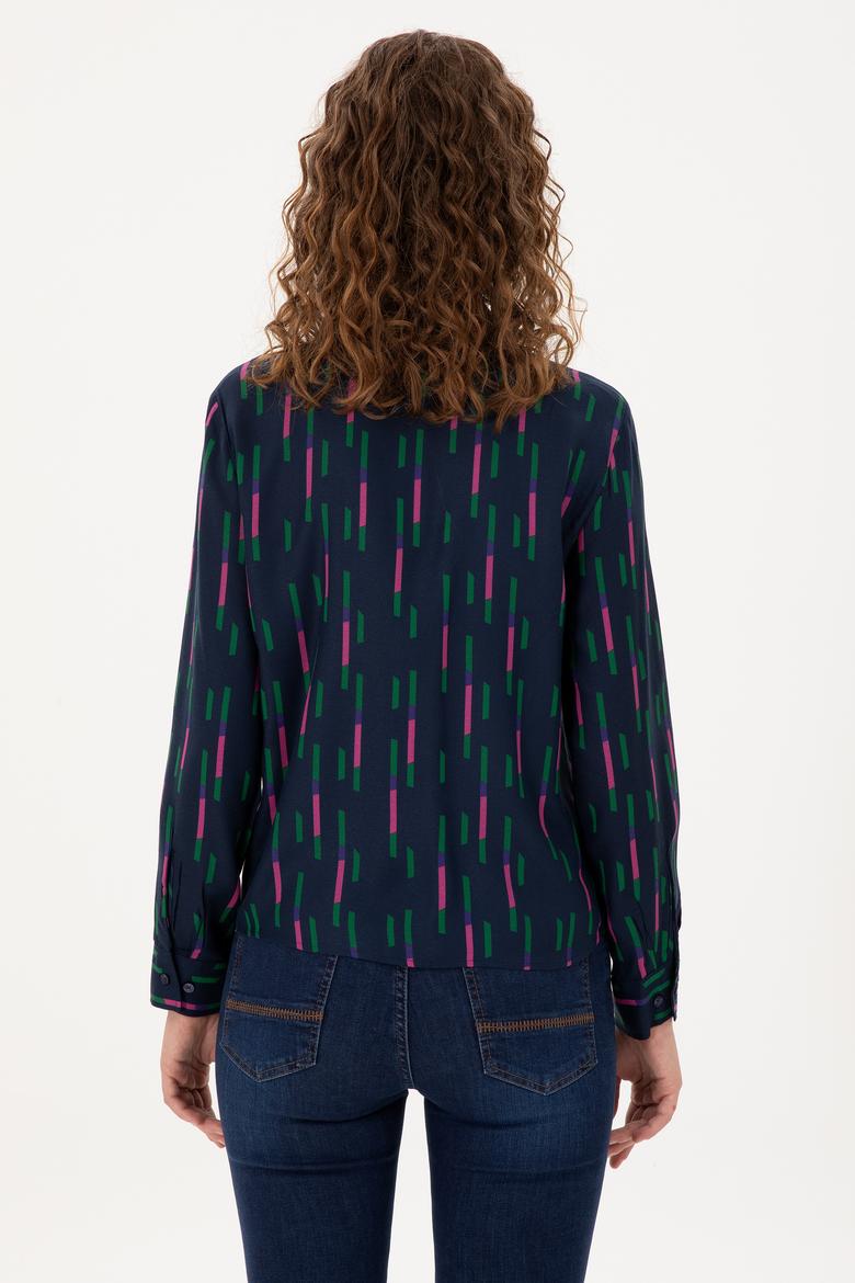 Kadın Lacivert Uzun Kollu Gömlek - 50291103012