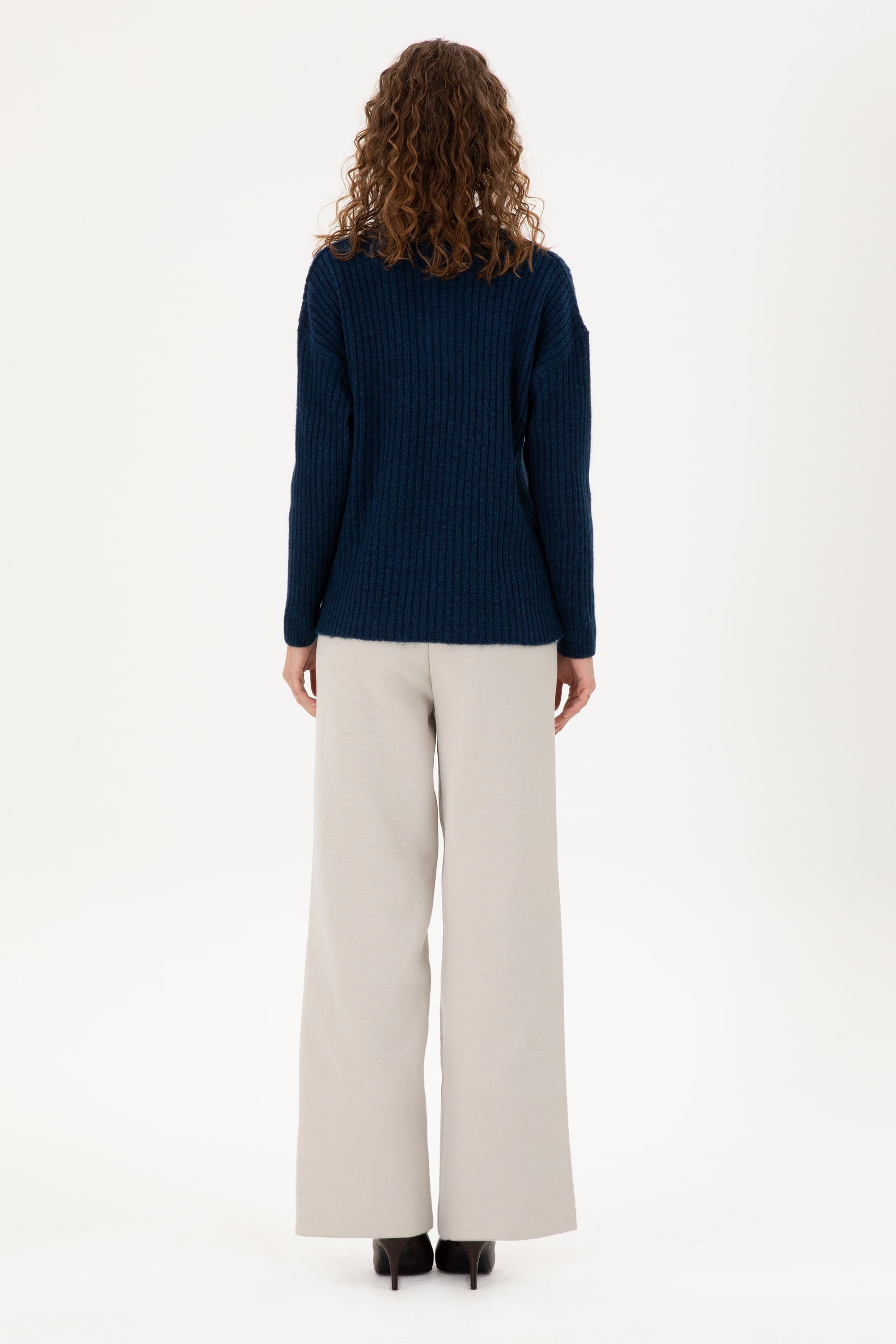 Kadın Taş Loose Fit Triko Pantolon - Image 4
