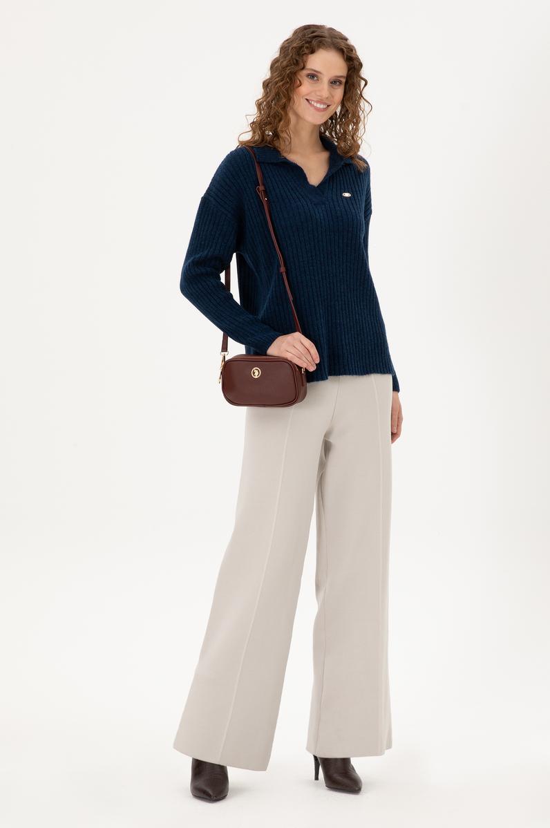 Kadın Taş Loose Fit Triko Pantolon