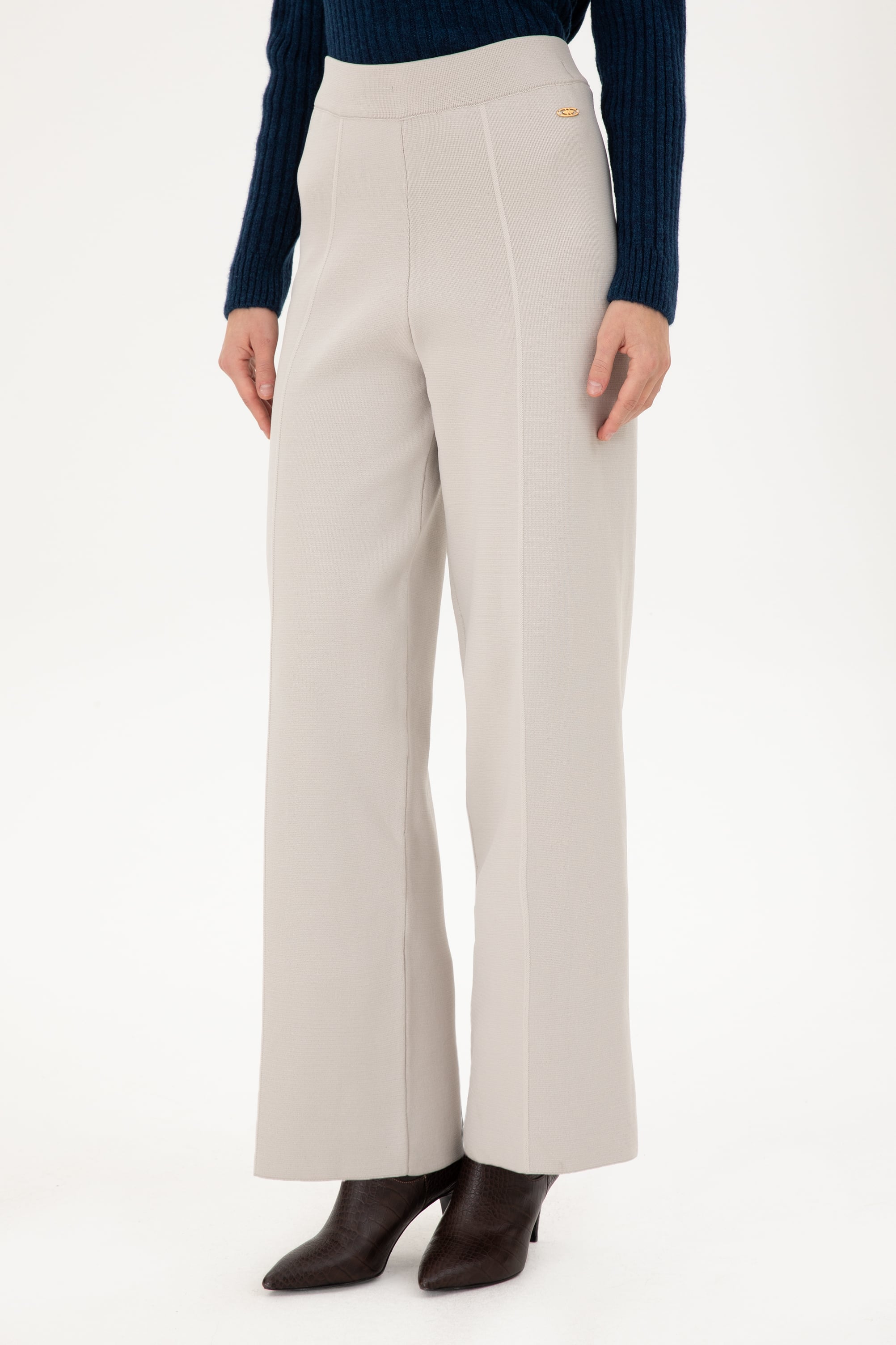 Kadın Taş Loose Fit Triko Pantolon - Image 2