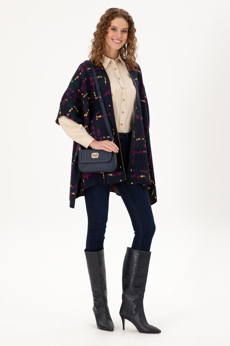 Kadın Lacivert Triko Panço - 50293162002