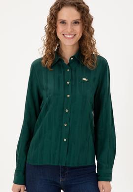 Kadın Koyu Yeşil Uzun Kollu Gömlek - 50289818011