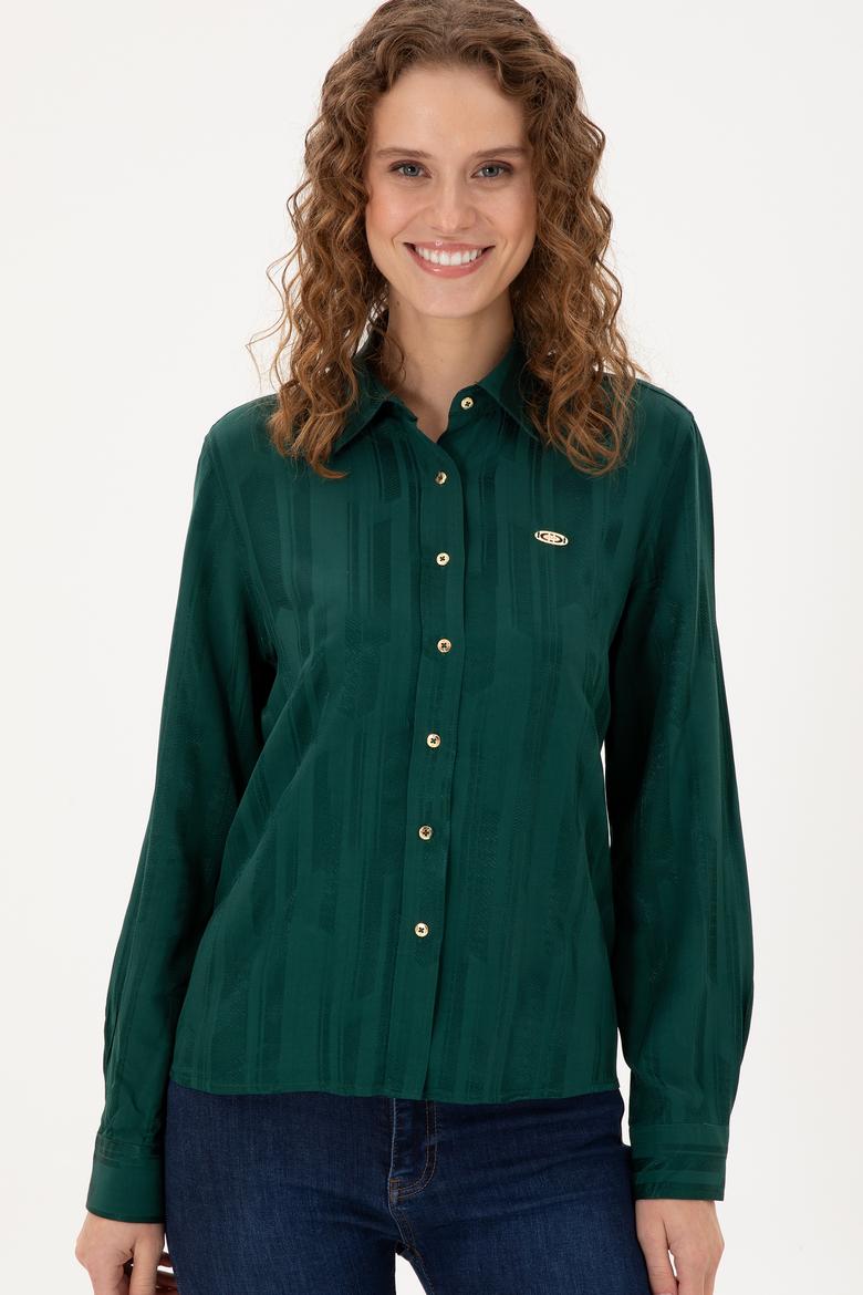 Kadın Koyu Yeşil Uzun Kollu Gömlek - 50289818011
