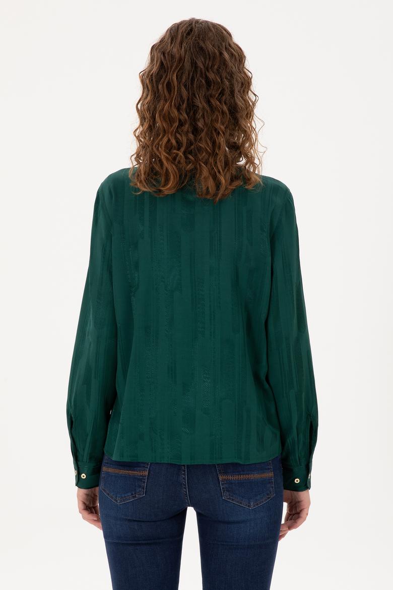 Kadın Koyu Yeşil Uzun Kollu Gömlek - 50289818011