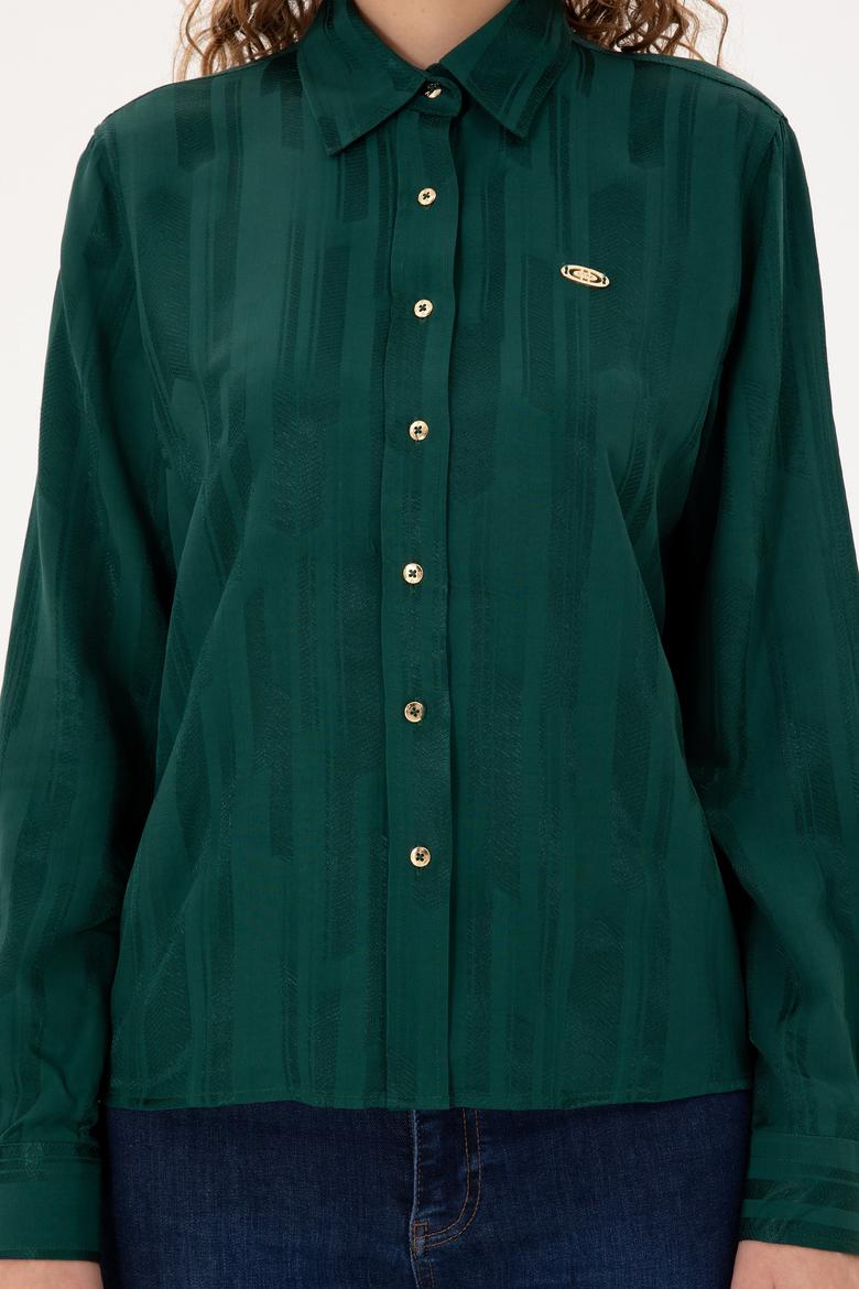 Kadın Koyu Yeşil Uzun Kollu Gömlek - 50289818011