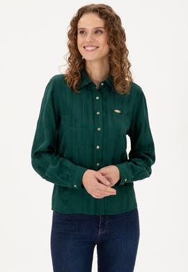 Kadın Koyu Yeşil Uzun Kollu Gömlek - 50289818011