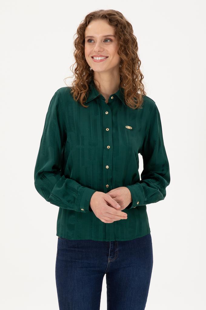 Kadın Koyu Yeşil Uzun Kollu Gömlek